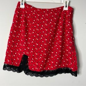 Red Floral Women’s Mini Skirt